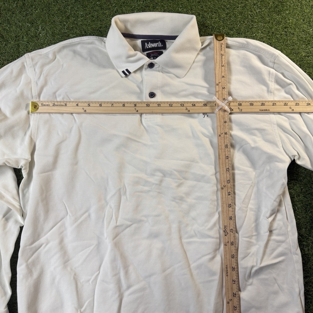 Vintage Y2K Ashworth Polo Shirt XL Mens White Embroidered Logo Long Sleeve Golf - Picture 6 of 10